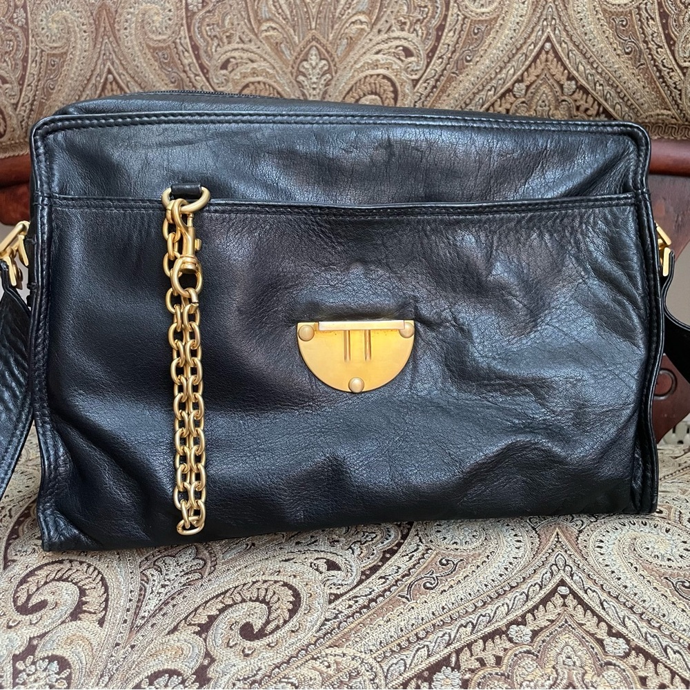 Donna Karan Black Crossbody Bag with Gold Accents - Picture 6 of 11